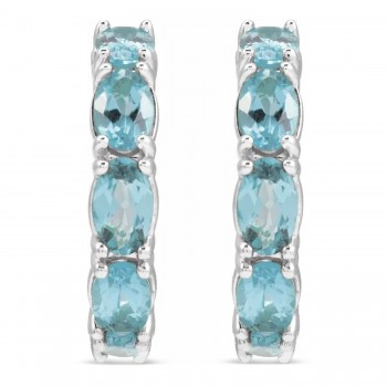 Oval Aquamarine Hoop Earrings 14K White Gold (2.64ct)