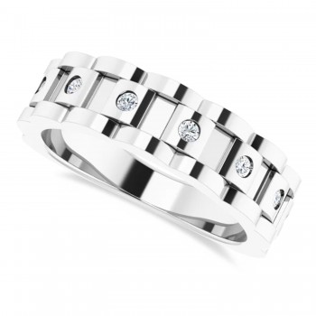 Natural Diamond Chain Link Ring 14K White Gold (0.25ct)