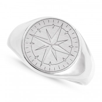 Compass Signet Ring Sterling Silver