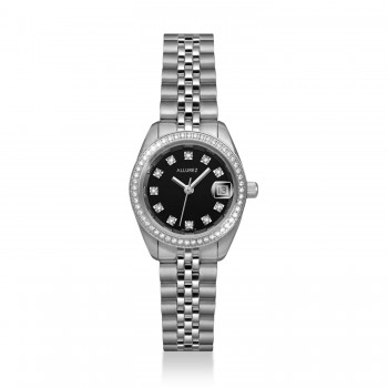 Allurez Womens Diamond Stainless Steel Bracelet Watch