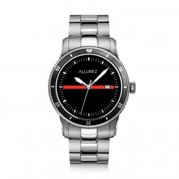 Allurez Mens Luminous Hands Stainless Steel Bracelet Watch