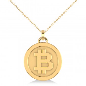 Medium Cryptocurrency Bitcoin Pendant Necklace 14k Yellow Gold