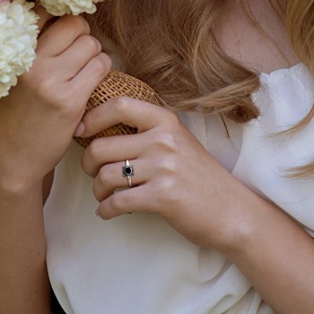 Round Cut Black Diamond Solitaire Ring in 14k White Gold (2.00ct)