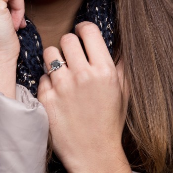 Round Cut Black Diamond Solitaire Ring in 14k White Gold (3.00ct)