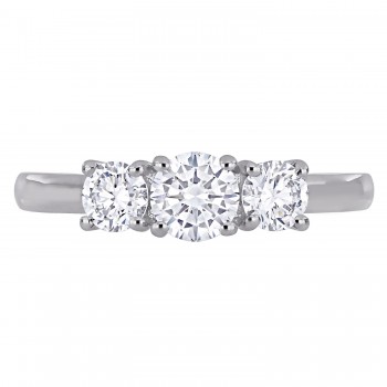 Round Cut Lab Grown Diamond 3-Stone Ring 14K White Gold (0.95ct)