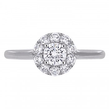 Round Cut Lab Grown Diamond Halo Ring 14K White Gold (0.63ct)