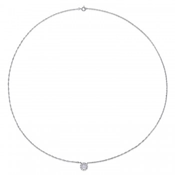 Round Cut Lab Grown Diamond Halo Necklace 14K White Gold (0.36ct)