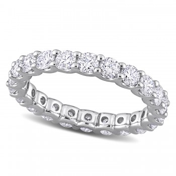 Round Cut Lab Grown Diamond Eternity Ring 14K White Gold (2.20ct)