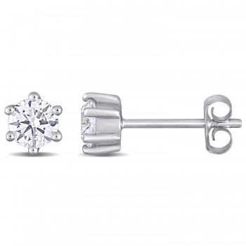 Round Cut Lab Grown Diamond Stud Earrings 14k White Gold (0.62ct)