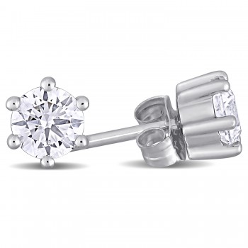 Round Cut Lab Grown Diamond Stud Earrings 14k White Gold (0.62ct)