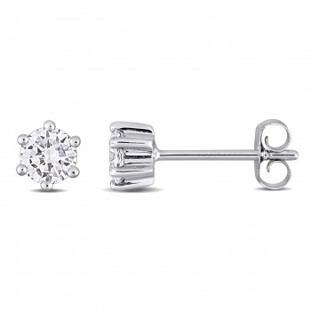 Round Cut Lab Grown Diamond Stud Earrings 14k White Gold (0.50ct)