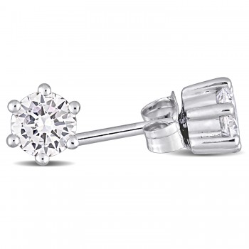 Round Cut Lab Grown Diamond Stud Earrings 14k White Gold (0.50ct)