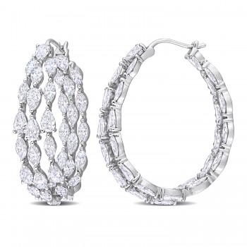 Marquise & Pear Cut Lab Grown Diamond Hoop Earrings 14k White Gold (10.96ct)