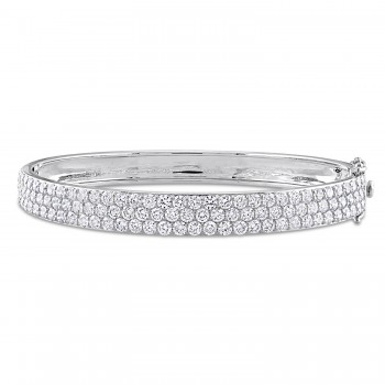 Round Cut Lab Grown Diamond Bangle Bracelet 14K White Gold (5.76ct)