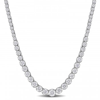 Round Cut Lab Grown Diamond Tennis Necklace 14K White Gold (1.81ct)