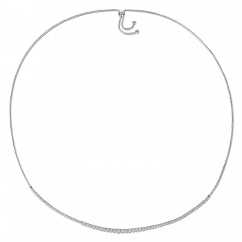 Round Cut Lab Grown Diamond Tennis Necklace 14K White Gold (1.81ct)