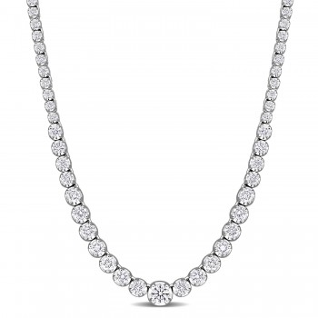 Round Cut Lab Grown Diamond Tennis Necklace 14K White Gold (1.99ct)