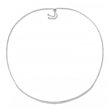 Round Cut Lab Grown Diamond Tennis Necklace 14K White Gold (1.99ct)