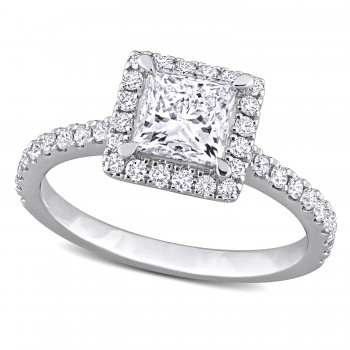 Princess Cut Lab Grown Diamond Engagement Ring 14K White Gold (1.50ct)