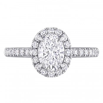 Oval Cut Lab Grown Diamond Halo Engagement Ring 14K White Gold (1.48ct)