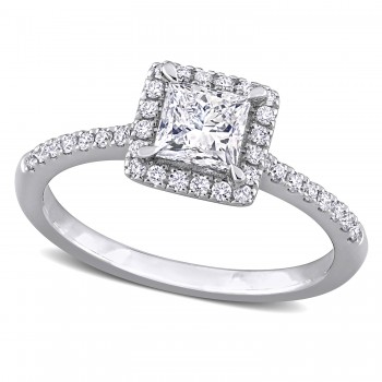 Princess Cut Lab Grown Diamond Engagement Ring 14K White Gold (1.00ct)