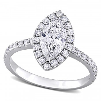 Marquise Cut Lab Grown Diamond Engagement Ring 14K White Gold (0.98ct)