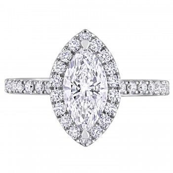 Marquise Cut Lab Grown Diamond Engagement Ring 14K White Gold (0.98ct)