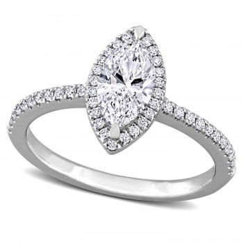 Marquise Cut Lab Grown Diamond Engagement Ring 14K White Gold (1.54ct)