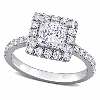 Princess Cut Lab Grown Diamond Engagement Ring 14K White Gold (2.00ct)