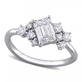 Emerald Cut Lab Grown Diamond Engagement Ring 14K White Gold (1.32ct)