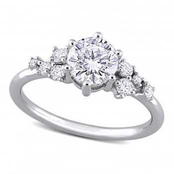 Round Cut Lab Grown Diamond Engagement Ring 14K White Gold (1.25ct)