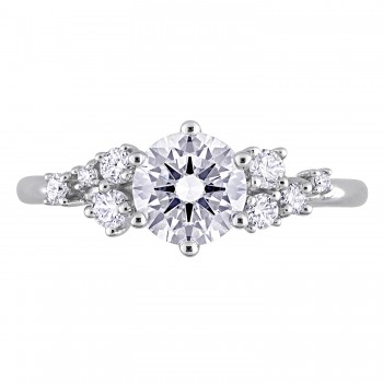 Round Cut Lab Grown Diamond Engagement Ring 14K White Gold (1.25ct)