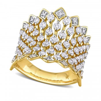 Round Cut Lab Grown Diamond Cocktail Band Ring 14K Yellow Gold (1.99ct)
