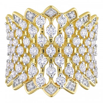 Round Cut Lab Grown Diamond Cocktail Band Ring 14K Yellow Gold (1.99ct)