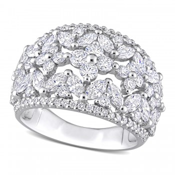 Marquise Cut Lab Grown Diamond Wide Band Ring 14K White Gold (3.28ct)
