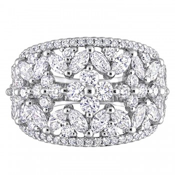 Marquise Cut Lab Grown Diamond Wide Band Ring 14K White Gold (3.28ct)