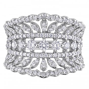Round Cut Lab Grown Diamond Crown Cocktail Ring 14K White Gold (1.18ct)