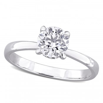Round Cut Lab Grown Diamond Solitaire Ring 14K White Gold (1.07ct)