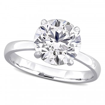 Round Cut Lab Grown Diamond Solitaire Ring 14K White Gold (2.09ct)