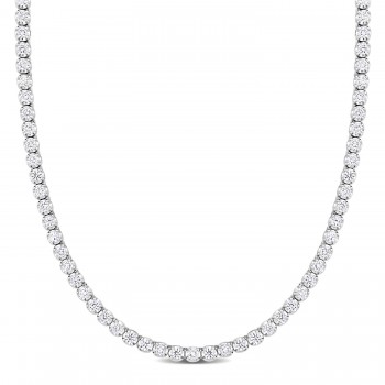 Round Cut Lab Grown Diamond Tennis Necklace 14K White Gold (6.44ct)
