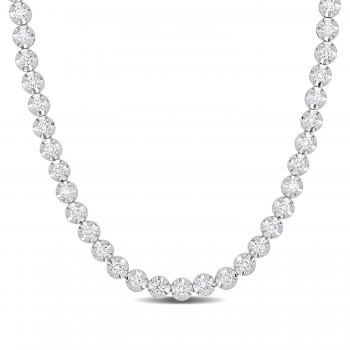 Round Cut Lab Grown Diamond Tennis Necklace 14K White Gold (10.75ct)