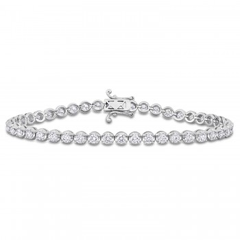Round Cut Lab Grown Diamond Tennis Bracelet 14K White Gold (3.71ct)