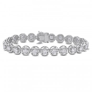 Round Cut Lab Grown Diamond Tennis Bracelet 14K White Gold (4.83ct)