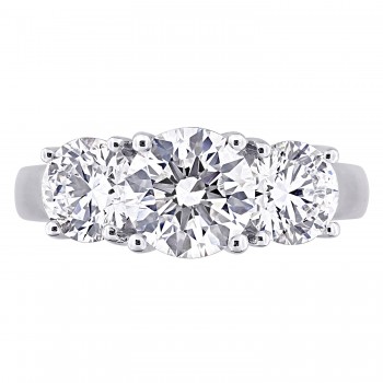 Round Cut Lab Grown Diamond 3-Stone Ring 14K White Gold (3.00ct)