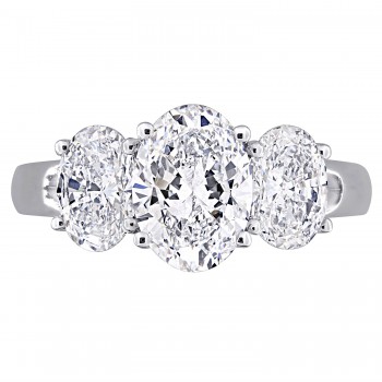 Oval Cut Lab Grown Diamond 3-Stone Ring 14K White Gold (3.00ct)