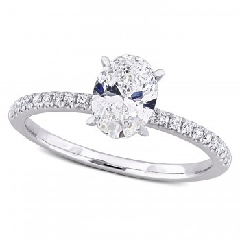 Oval Cut Lab Grown Diamond Engagement Ring 14K White Gold (1.16ct)