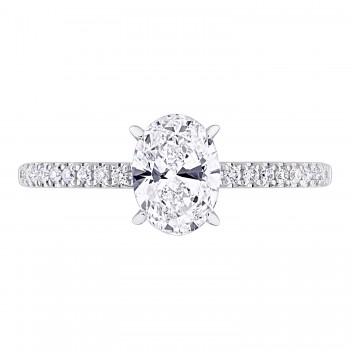 Oval Cut Lab Grown Diamond Engagement Ring 14K White Gold (1.16ct)