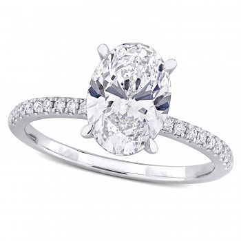 Oval Cut Lab Grown Diamond Engagement Ring 14K White Gold (2.16ct)