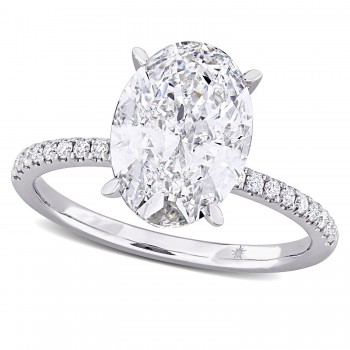 Oval Cut Lab Grown Diamond Engagement Ring 14K White Gold (3.16ct)