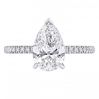 Pear Cut Lab Grown Diamond Engagement Ring 14K White Gold (2.16ct)